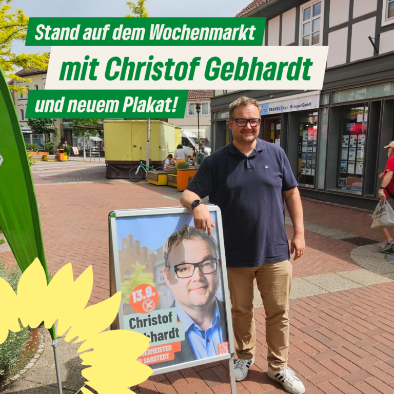 Christof Gebhardt und Matthias Brinkmann auf dem Wochenmarkt